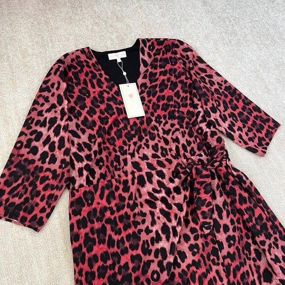 NWT HSN Vanessa Williams Animal Print Boho Summer Midi Wrap Dress 1X - Picture 3 of 10